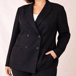 MM LaFleur Roxane Double Breasted Blazer Black Stretch Twill 3X